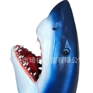 Adorno de Cabeza de Tiburón Simulada, Resinas Sintéticas Pintadas, Decoración de Jardín para Exteriores, Figura de Animal Independiente - Product Image 3