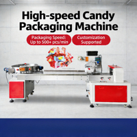 Machine d'emballage de bonbons entièrement automatique DEEPACK à haute stabilité et faible perte, avec 3 servomoteurs, épissage automatique du film et couteau de scellage en alliage