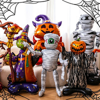 Grand ballon en aluminium sur pied pour Halloween, motifs momie, sorcière, citrouille, fantôme, crâne, pour fête d'Halloween, bar, centre commercial, décoration intérieure, vente en gros