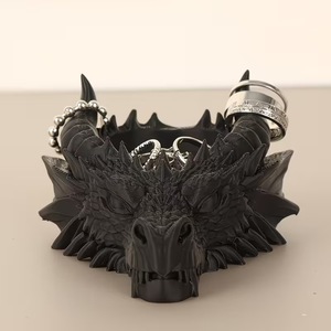 Black Wind Dragon Head Jewelry Storage Tray 3D Gothic Dark Style Desktop Ornament Home Decor Candle Holder - Product Image 4