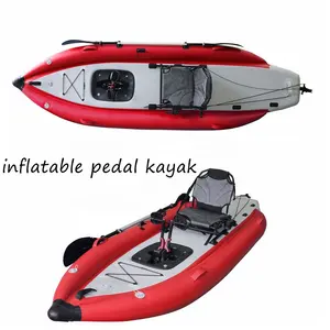 Venda quente inflável pesca pedal caiaque com pedais unidade 12ft 1 pessoa sentar-se no material de PVC dobrável leve superior para venda