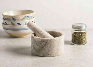 Sigma Exports - Juego de Mortero y Pilón de Mármol Gris Natural, Resistente, Manual, para Especias, Hierbas y Ajo, Herramienta de Cocina de Piedra Duradera - Product Image 2