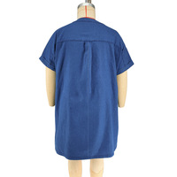 XL-5XL Übergröße Jeanskleid für Damen Kurzarm Elegantes Kurzes Kleid Locker Sitzend Lässiges Herbstkleid 2027