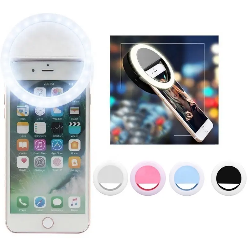 36 LED Rechargeable Mini LED Custom Camera Lights 3 Dimmable Modes Ring Light for Selfie & Phone Photography USB Ring Light