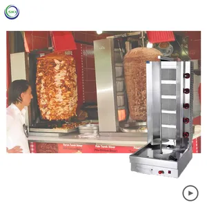 Mesin Otomatis Kebab Portabel Mesin Pembuat Kebab Barbecue Meja Panggangan Shawarma Grill Doner Mesin Pemotong Kebab