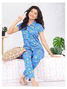 Pyjama en Lycra pour filles avec motif imprimé numérique, col élégant, toucher doux et confortable, tenue de nuit pour enfants - Product Image 6
