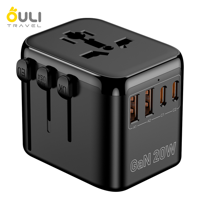 A10 Universal Travel Cheap Charger Plug Adapter with USB and Type-C Power Charger Multinational AU US UK EU Travel Adapter