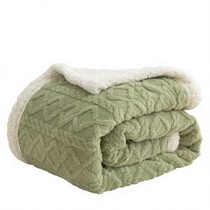 Manta de Lujo Tejida de Sherpa, Doble, Suave y Cálida, de Poliéster, para Invierno, de Color Sólido, para Sofá - Product Image 2