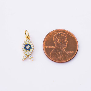 Dije de Pez con Micro Pavé Chapado en Oro de 18k, con Circonitas Azules y Blancas, Colgante de Animal Marino para Fabricación de Joyería DIY, Accesorios de Vida Marina - Product Image 4