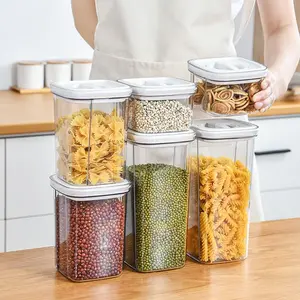 Factory Wholesale Clear Square Food-Grade Plastic Cereal Containers With Seal Screw Cover For Corn Grains Snacks Dry Food Coffee