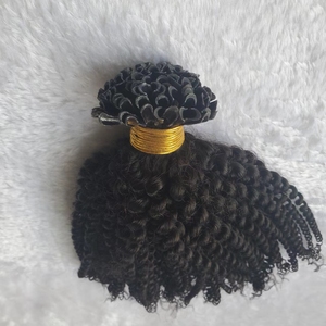 Queratina virgen humana preconsolidada de alta calidad, fabricante de doble estiramiento, rizado natural negro, extensión de línea de pelo con punta U I V F - Product Image 1