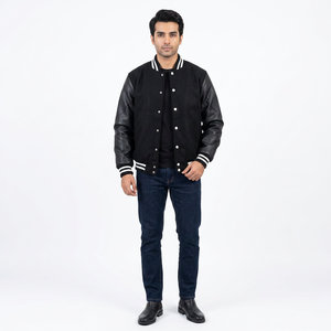 Chaqueta Varsity Casual para Hombre con Cuello Alto, Chaqueta Deportiva para Exteriores, Chaqueta de Invierno Bordada para Chico - Product Image 1