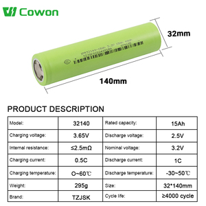 Batterie au phosphate de fer et de lithium rechargeable 32140 LFP 3,2 V 15 Ah 33140 33135 pour véhicules électriques et vélos électriques - Product Image 2