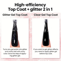 Top Coat UV Scintillant Effet Pailleté Sans Résidu Sans HEMA Ni TPO Gel Laser Holographique Effet Diamant Brillant Gel de Finition Effet Cristal Vente en Gros