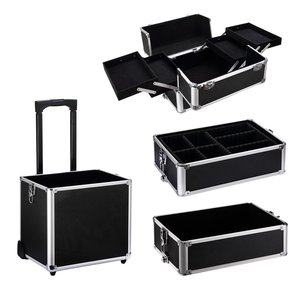 Sacs de maquillage professionnels, 4 en 1, serrure de poignée de levage, en aluminium, avion roulant, étuis de train pour cosmétiques, pour artistes de maquillage et coiffeurs - Product Image 3