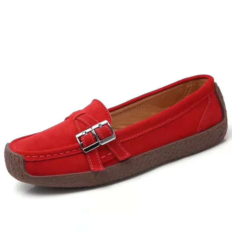 Spring Autumn Women Loafers Flats Lady Slip on Red Blue Genuine Leather Moccasins Casual Female Shoes Zapatos De Mujer