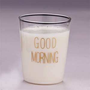 Taza de Vidrio de Borosilicato Soplado a Mano con Diseño de Letras 'Good Morning' en Colores Negro, Blanco y Dorado para Café de Desayuno - Product Image 5