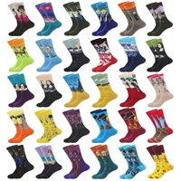 Chaussettes décontractées pour hommes, nouvelle collection, style personnalisé, artistique, rétro, série de peintures mondialement connues, art de dessin animé, corps
