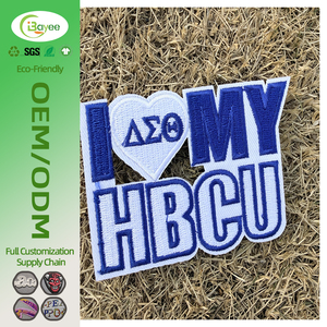 Patch brodé plat de couleur bleu et blanc classique, design à contraste élevé, durabilité longue durée, pour veste universitaire - Product Image 1