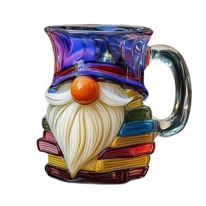 Tasse à café en verre Gnome Book Mug avec barbe et chapeau, idéale pour les lecteurs, cadeau - Product Image 3