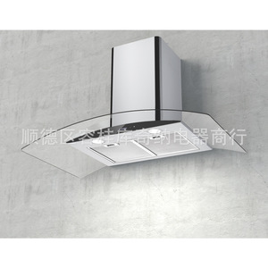 Hotte aspirante murale de style européen en verre courbé, 90 cm, en acier inoxydable noir, volume d'extraction 800 m³/h - Product Image 1
