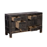 Buffet de buffet en bois massif 10 tiroirs recyclé noir vintage rustique antique chinois