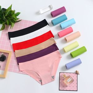 Tangas de seda helada sexys de talle bajo para mujer, bragas sin costuras de una pieza al por mayor, tangas de seda helada de color liso para damas - Product Image 1