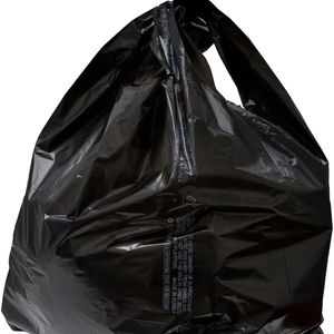ถุงพลาสติก HDPE สีดำพร้อมด้ามจับเสื้อกั๊กวัสดุรีไซเคิลสำหรับใช้ในซูเปอร์มาร์เก็ตและนิทรรศการ - Product Image 1