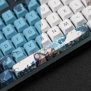 Genshin-Teclado mecánico <span class=keywords><strong>Kamisato</strong></span> <span class=keywords><strong>Ayato</strong></span>, 108 teclas, PBT, sublimación, IKBC Chery, 64, 75, 87, 98, 104 teclas - Product Image 2