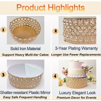 Supports à gâteaux modernes en métal avec surface miroir pour les fêtes d'anniversaire et les mariages