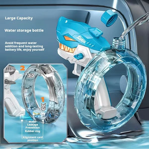 2024 nuevas pistolas de agua eléctricas de tiburón para adultos/niños anillo de recolección de energía de plástico para playa al aire libre/piscina juguetes de verano - Product Image 2
