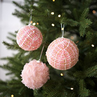 Décorations de Noël : Assortiment DIY de boules et ornements de Noël en mousse rose style exquis – Fabriqué en Chine