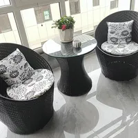 Ensemble de meubles de patio en rotin PE pour l'extérieur, 3 pièces, table et chaises de balcon, vente en gros, directement de l'usine, OEM ODM personnalisé