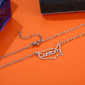 Collier avec pendentif personnalisé en acier inoxydable, <span class=keywords><strong>carte</strong></span> du <span class=keywords><strong>monde</strong></span> personnalisée, design minimaliste New York, <span class=keywords><strong>nom</strong></span> personnalisé - Product Image 5