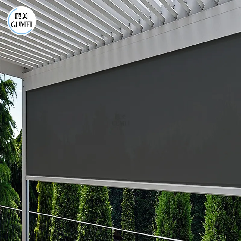 Hot Sale Outdoor Sunshade Shade Aluminium Windproof Garden Motorized Roller Shades Blinds