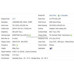 AA121TA01 Pantalla LCD 100% Nueva y Original de 12.1 Pulgadas 1280*800 Módulos LCD en Existencia - Product Image 3