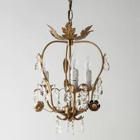 Nouvelle suspension luminaire style campagnard avec bougies décoratives et roses en céramique blanche, feuilles métalliques APCITL