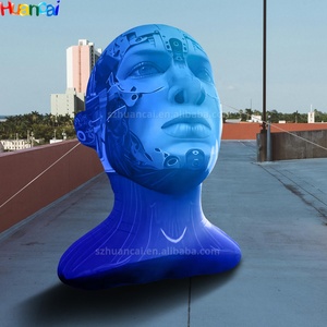 Phim hoạt hình con người đầu RGB đầy màu sắc LED-Thắp sáng Mô hình bơm hơi khổng lồ quảng cáo sân khấu trang trí triển lãm mô hình inflatables - Product Image 4