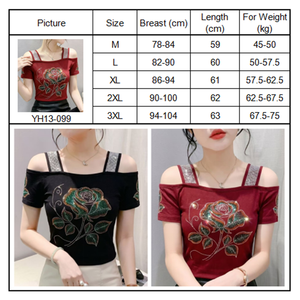 <span class=keywords><strong>Top</strong></span> verde a spalle scoperte con strass lucidi e fiori in rete, maglietta a maniche corte per discoteca, t-shirt da festa - Product Image 6