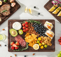 Ensemble de planches à découper en noyer avec logo personnalisé et base de rangement, grande planche à découper en bois massif pour viande et légumes, pour la vente en gros aux restaurants