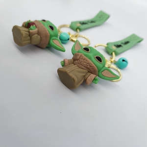 4 Designs Hot Selling Décoration Cadeaux Anime Figure Souvenir 3d Baby <span class=keywords><strong>Yoda</strong></span> Character Pvc Cartoon Keychain - Product Image 2