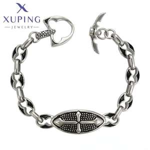 Браслет XUPING из нержавеющей стали с винтажным крестом, щитом и якорем, в ретро-стиле, артикул 75517 - Product Image 1