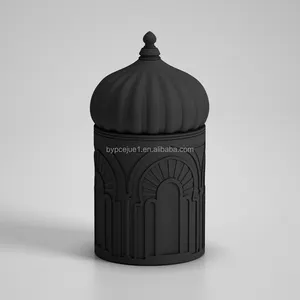 Nieuwe Islamitische 10Oz Betonnen Kaarsvaten Potten Custom Luxe Cement Kaarsenpotten Met Deksels Witte Groene Potten Voor Geurkaarsen