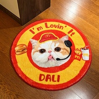 Tapis de sol personnalisé en polyester floqué tufté à motif écossais, à poils longs, antidérapant, en forme de dessin animé, pour chambre et salle de bain