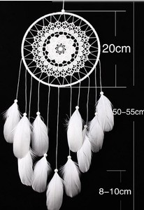 Attrape-rêves rond artisanal indien en plumes naturelles, teint à la main, éco-responsable, pour la décoration de Noël et de la maison (DIY) - Product Image 4