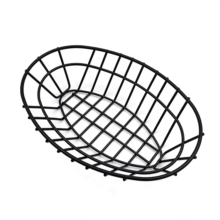 Metal Oval Bread Basket for Kitchen Countertop,Wire Basket Iron Powder Coated Wire Baskets Collection