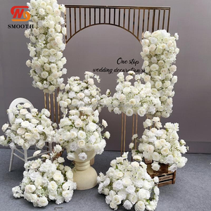 Corredor de flores rosas de seda artificial elegante directo de fábrica suave para boda tamaño de 80cm/120cm - Product Image 1