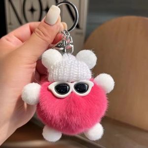 QY Wholesale Car Backpack <b>Wallet</b> Cartoon Plush Toy Keychain Soft Fluffy Ball Wool Woven <b>Cute</b> Plush Keychain - Product Image 4