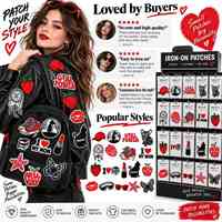 Patch brodé thermocollant et à coudre, motifs variés : Rouge, Noir, Blanc, Girl Power, Fraise, Rouge à lèvres, Chat, Cœur, Maman, Mignon
