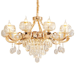 Lámpara de techo de cristal de estilo europeo, redonda, con múltiples cabezales, fuente de luz LED E27 para sala de estar. - Product Image 2